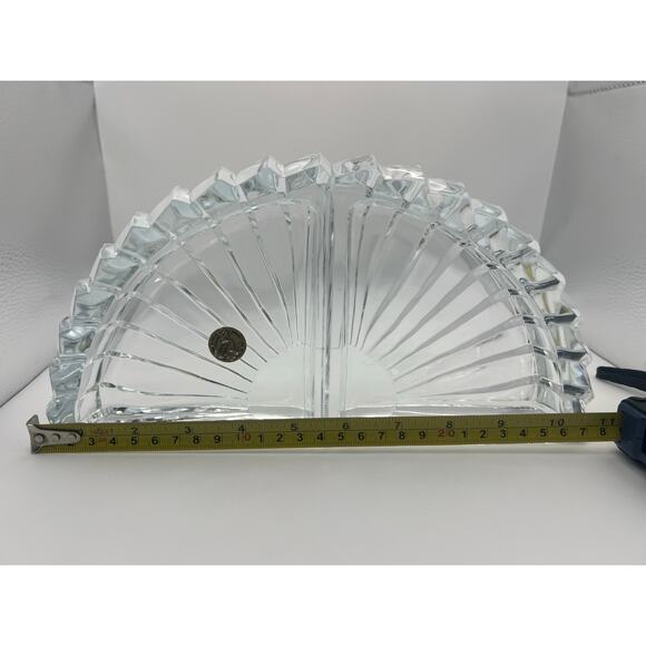 Cristal d’Arques France Clear Lead Crystal Fan Bookends Decorative Art Pair - Picture 4 of 12